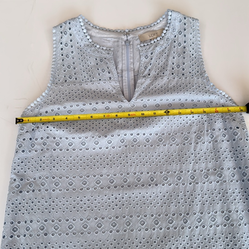 LOFT periwinkle eyelet dress. Size 6 - Picture 8 of 8